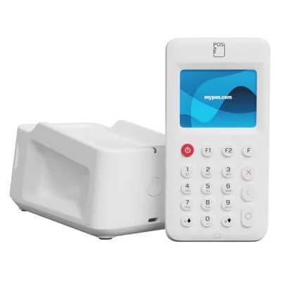 myPOS Go 2 Combo: de Go 2 naast het Printing Dock met bonprinter