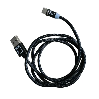 myPOS magnetische oplaadkabel van gevlochten nylon, USB-A naar magnetische USB-C-stekker